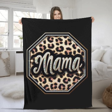 Discover Mama Leopard-Patch Boutique Chic by TrendLaunch Fleece Blankets