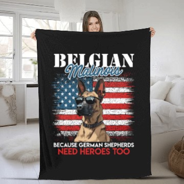 Discover USA BELGIAN MALINOIS STEARING UP American Fleece Blankets