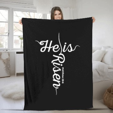 Discover He Is Risen Matthew 28:6 Christian Easter Jesus Fleece Blankets