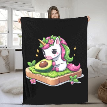 Discover Unicorn's Avocado Toast Fleece Blankets