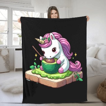 Discover Unicorn's Avocado Toast Fleece Blankets
