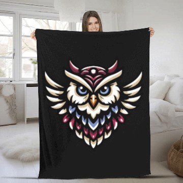 Discover cool flying owl Fleece Blankets