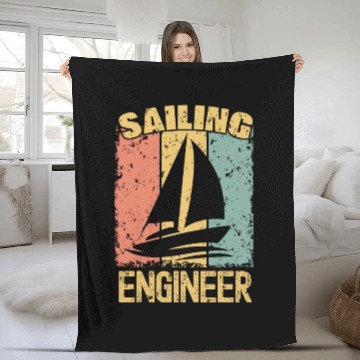 Discover Sailing Engineer retro Fleece Blankets