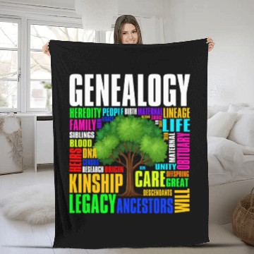 Discover Genealogy Word Cloud Family Ancestry Genealogist Fleece Blankets
