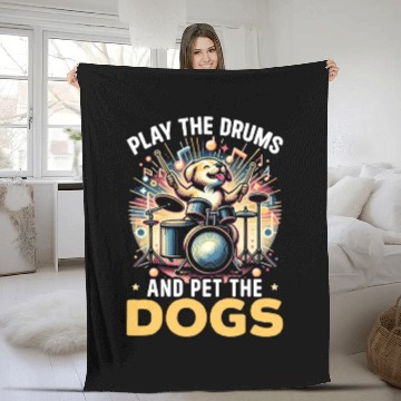 Discover Animal Drummer Percussion Musician Drum Player Dog Fleece Blankets