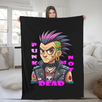 Discover Punk Resurgence,illustration of Punk Man Fleece Blankets