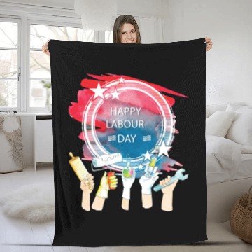 Discover Labor Day Celebration Artwork Fleece Blankets