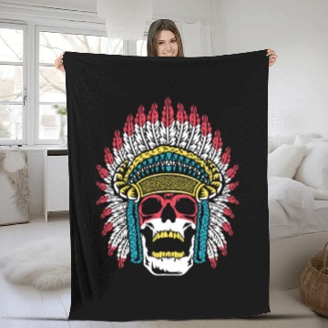 Discover Indigenous Native American Skull Skull Head Fleece Blankets