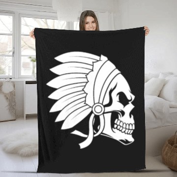 Discover Indigenous Native American Skull Head Fleece Blankets
