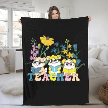 Discover Wildflower Teacher Fleece Blankets, Groovy Hamster Educator