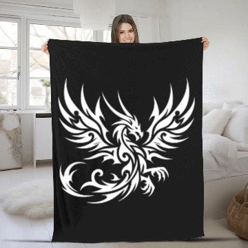 Discover Wild Tattoo Tribal Dragon With Wings Fleece Blankets