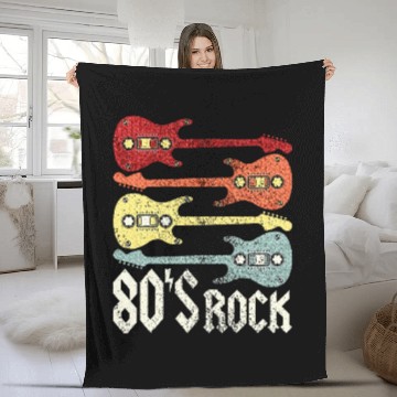 Discover 80s Rock Band Guitar Cassette Tape 1980s Fleece Blankets