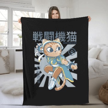 Discover chun li cat anime manga japanese Fleece Blankets