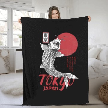 Discover koi fish tokyo japan anime japanese Fleece Blankets