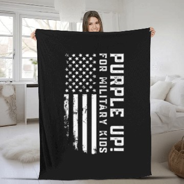 Discover US Flag Purple Up for Military Kids Fleece Blankets