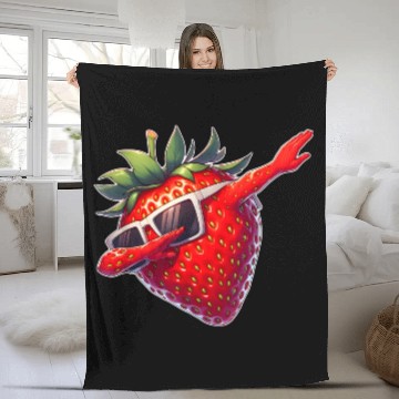 Discover Funny Cool Dab Strawberry Festival 2024 Fleece Blankets