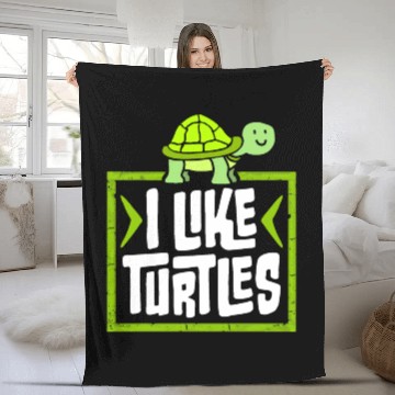 Discover I Like Turtles Cute Tortoise Love Turtle Lover Fleece Blankets