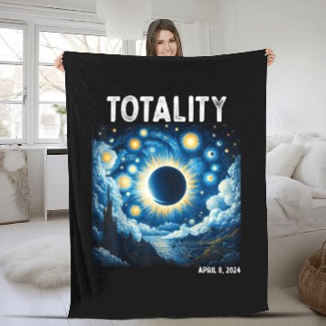 Discover Solar Eclipse 2024 Totality April 8th Astronomy Fleece Blankets