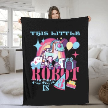 Discover This Little Robot Is 3 Funny Unicorn Robotics Fleece Blankets