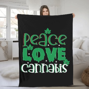 Discover Peace Love Cannabis Fleece Blankets