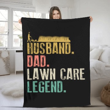 Discover Father Husband Lawn Mowing Legend Gardening Dad Fleece Blankets