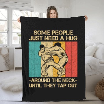 Discover Some People Just Need A Hug Vintage BJJ Brazilian Fleece Blankets