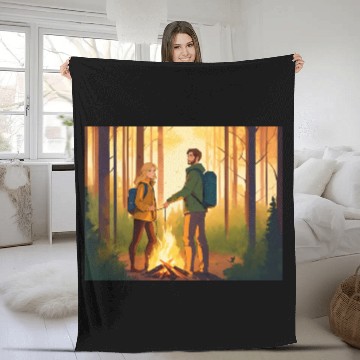 Discover an illustration style where young man with brown Fleece Blankets