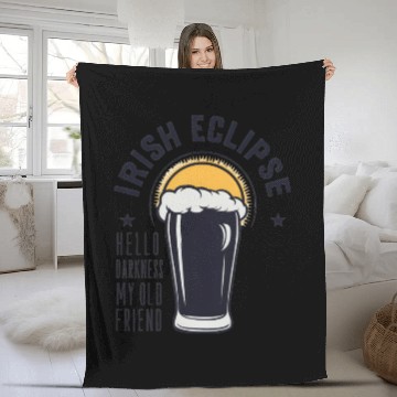 Discover Irish Solar Eclipse - Hello Darkness My Old Friend Fleece Blankets