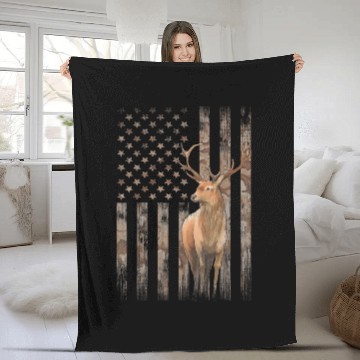 Discover Deer Hunting Whitetails Hunter Dad Camouflage Fleece Blankets