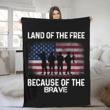Discover Land of the free because of the brave Fleece Blankets