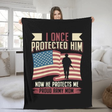 Discover Proud Army Mom: He Protects Me Fleece Blankets
