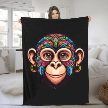 Discover Cute Monkey Face Fleece Blankets