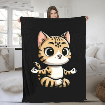 Discover Bengal Cat Yoga & Meditation Calm Fleece Blankets