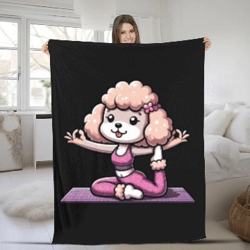 Discover Poodle Lady Yoga Workout & Meditation Fleece Blankets