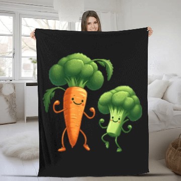 Discover Carrot Dancing with Broccoli Fleece Blankets