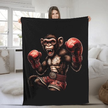 Discover Muay Thai Monkey - Martial Arts Fleece Blankets