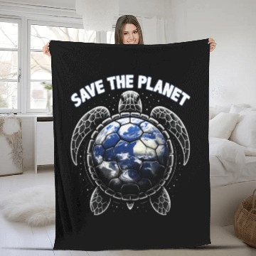 Discover Save The Planet Turtle Environment Ocean Earth Day Fleece Blankets