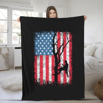 Discover American Flag Arborist Gift For Men Cool Tree Love Fleece Blankets