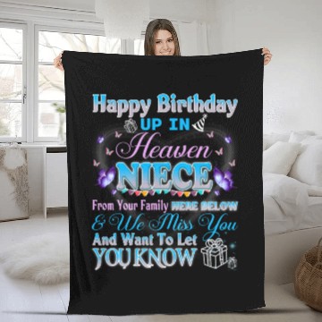 Discover Happy Heavenly Birthday Up In Heaven My Niece Fleece Blankets