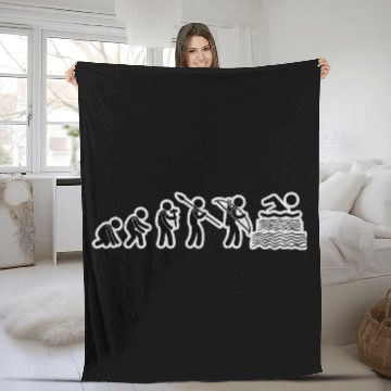 Discover Evolution Swimming Black Grunge Fleece Blankets