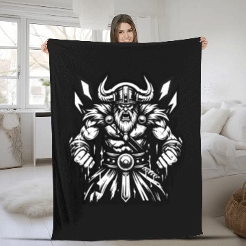 Discover Powerful Viking Warrior Version 2 Fleece Blankets