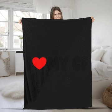 Discover I Love My GF Red Heart Matching Couple Girlfriend Fleece Blankets