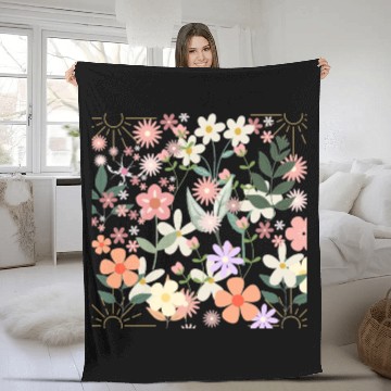 Discover Boho Wildflowers Floral Nature Fleece Blankets