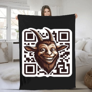 Discover Qr Code Goat: Scan for Baaa-mazing Content! Fleece Blankets