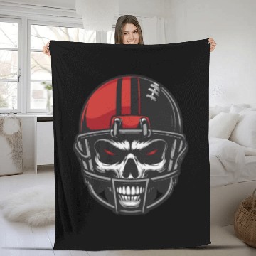 Discover Scary Skull American Football Helmet Fleece Blankets
