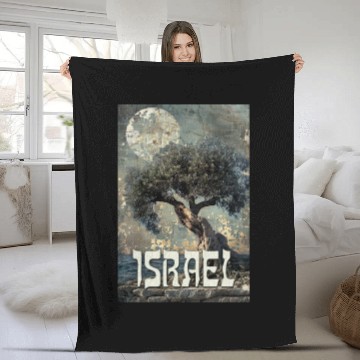 Discover Israeli Scene with Olive Tree and the Fleece Blankets