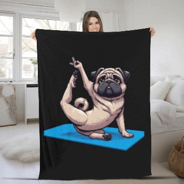 Discover Funny Pug: Yoga & Quirky Meditation Fleece Blankets