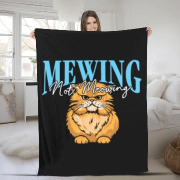 Discover Mewing Not Meowing Funny Cat Meme Jawline Fleece Blankets