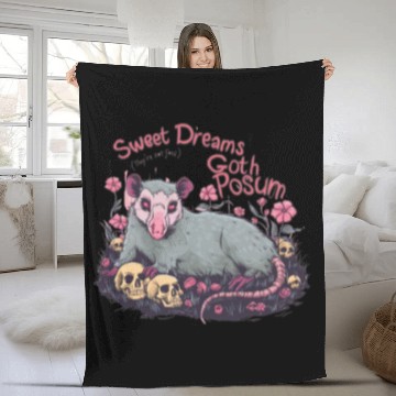 Discover sweet dreams goth possum Street Cats Squad Fleece Blankets