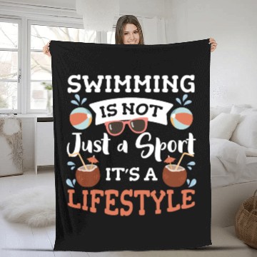 Discover Swimming Summer Sun Fleece Blankets